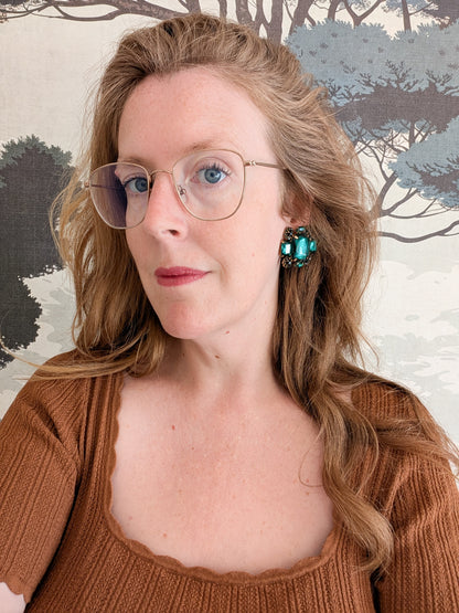Grandes boucles joyaux verts