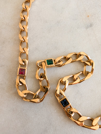 Collier gourmette pierres colorées