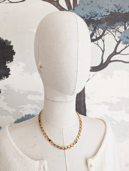 Collier gourmette pierres colorées