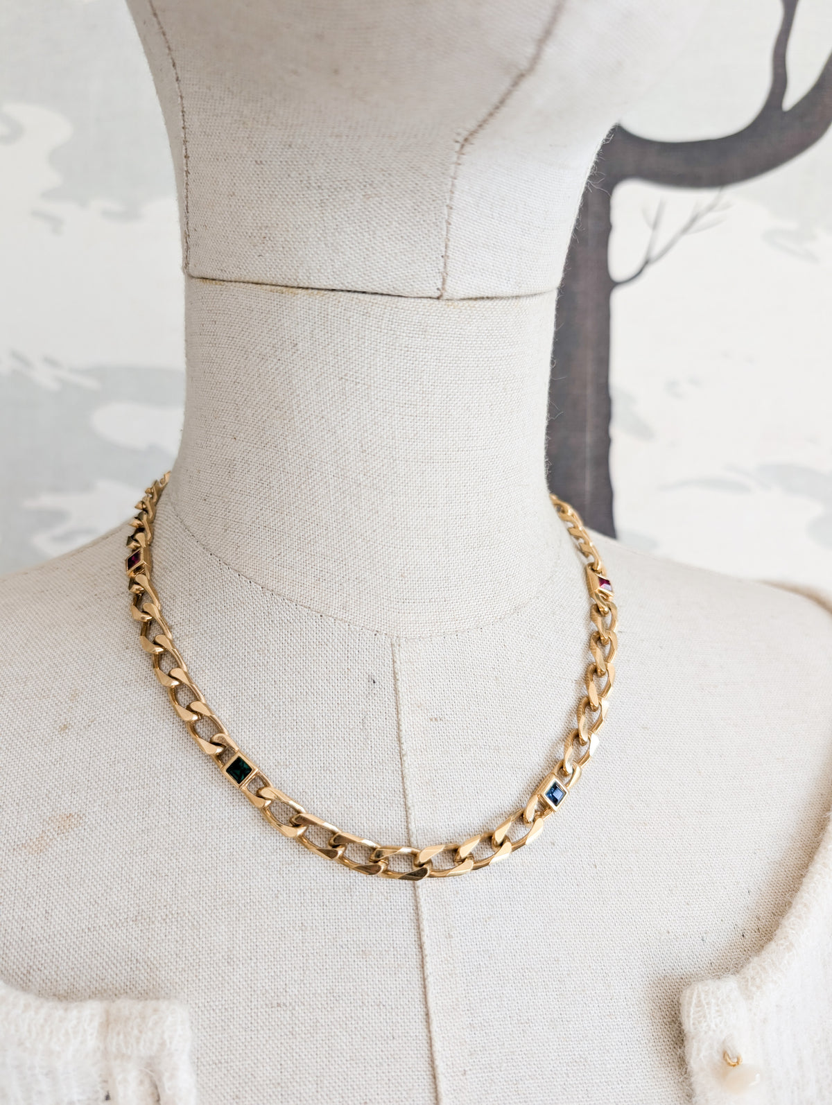 Collier gourmette pierres colorées