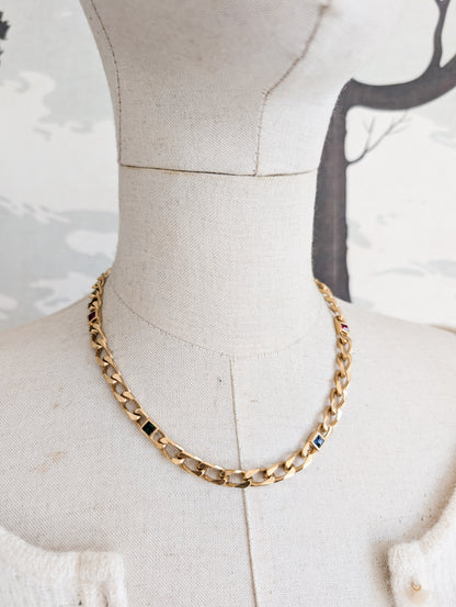 Collier gourmette pierres colorées