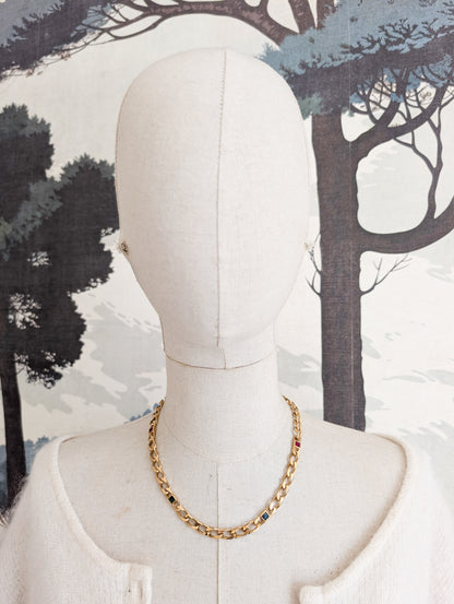 Collier gourmette pierres colorées