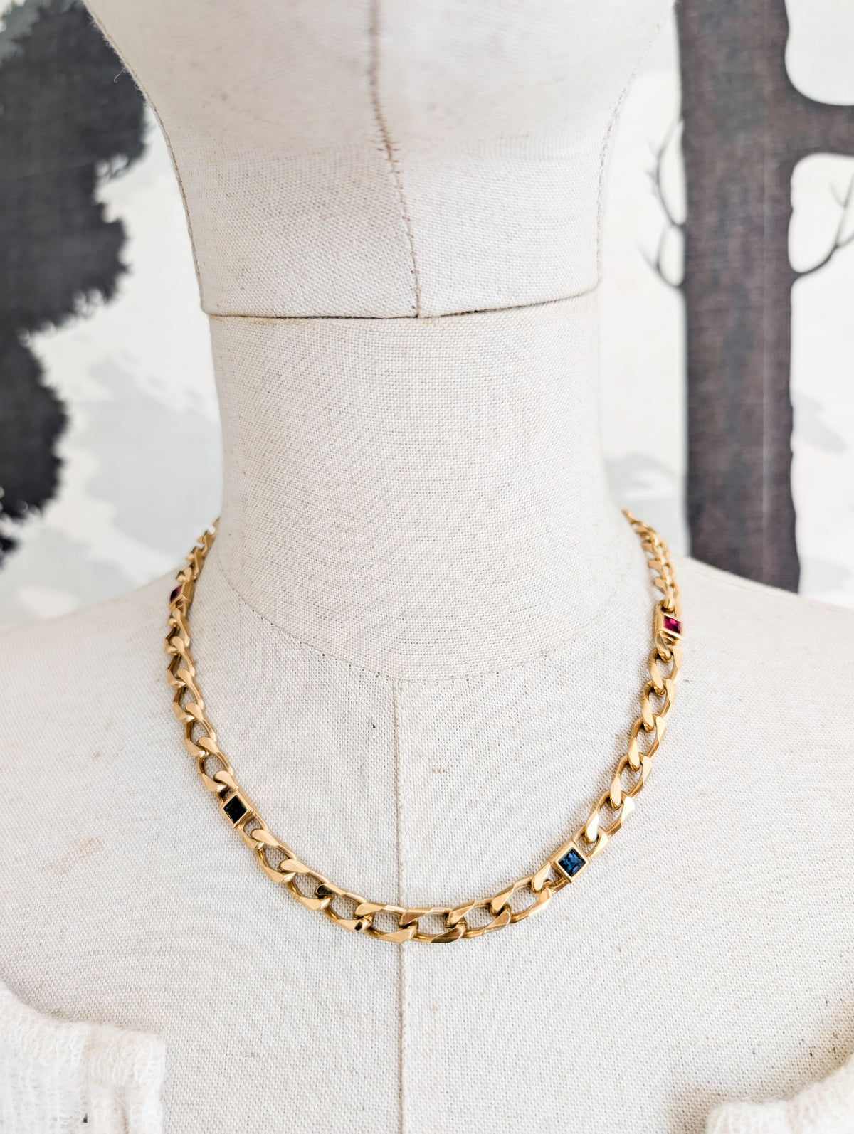 Collier gourmette pierres colorées